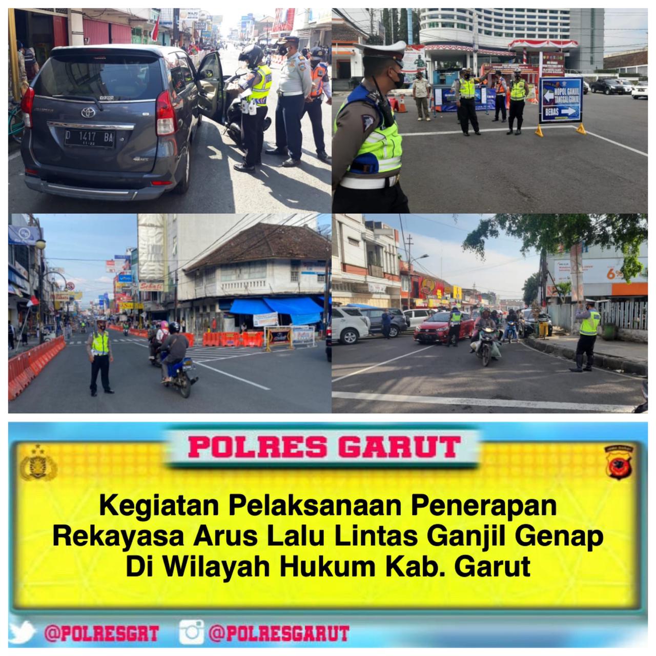 Polres Garut Terapkan Aruslalulintas Nopol Ganjil Genap Di Seputaran Pusat Kota Garut