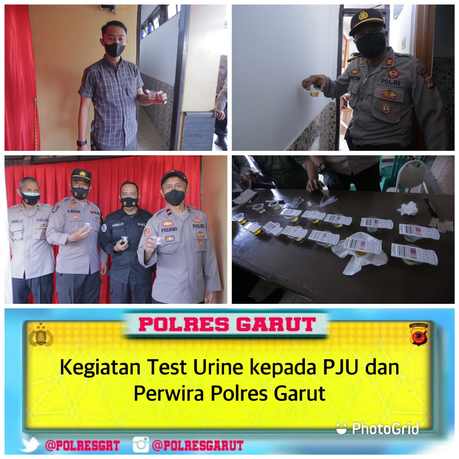 Kapolres Garuut Pimpin Kegiatan Tes Urine Kepada Pejabat Utama dan Perwira Polres Garut