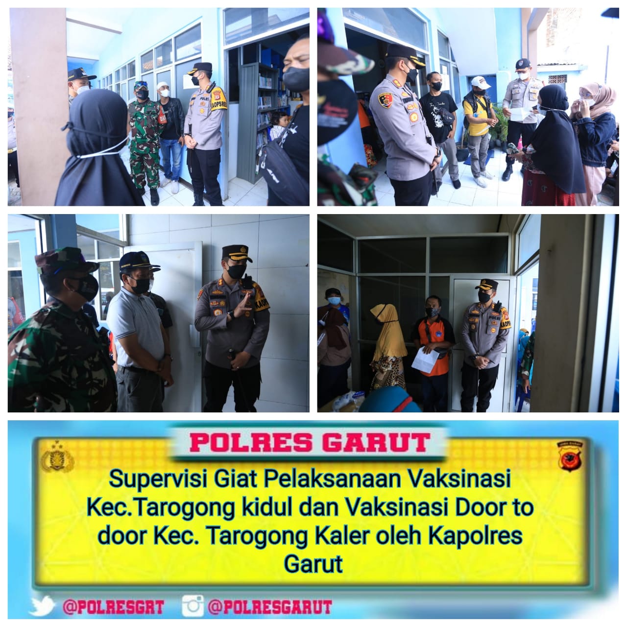 KAPOLRES GARUT PANTAU PELAKSANAAN VAKSINASI DOOR TO DOOR DI KEC.TAROGONG KIDUL & TAROGONG KALER