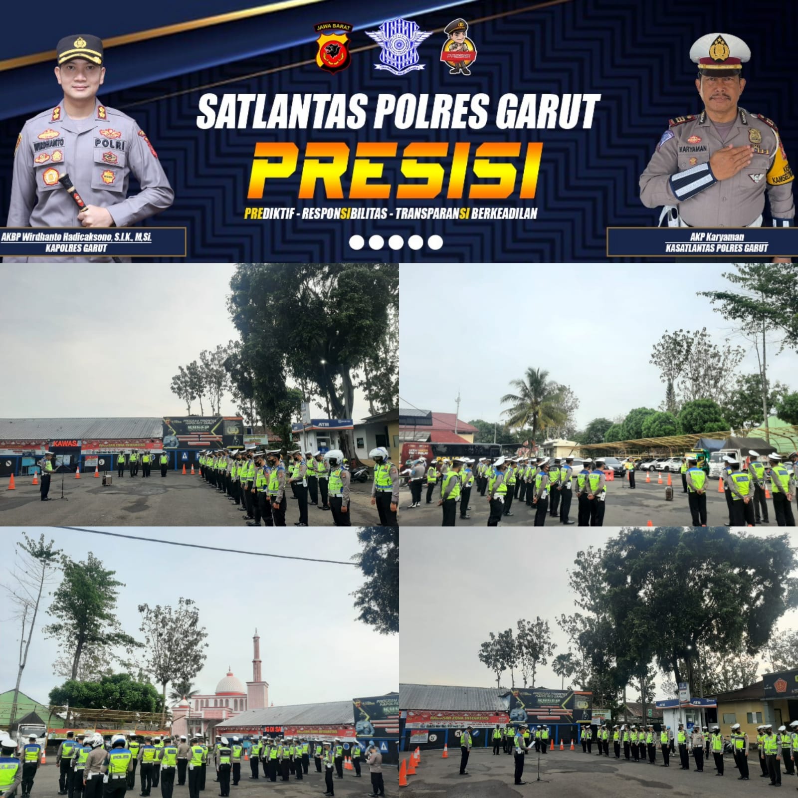 KASAT LANTAS POLRES GARUT LAKSANAKAN APEL PAGI DAN DI LANJUTKAN DENGAN SENAM AW S3