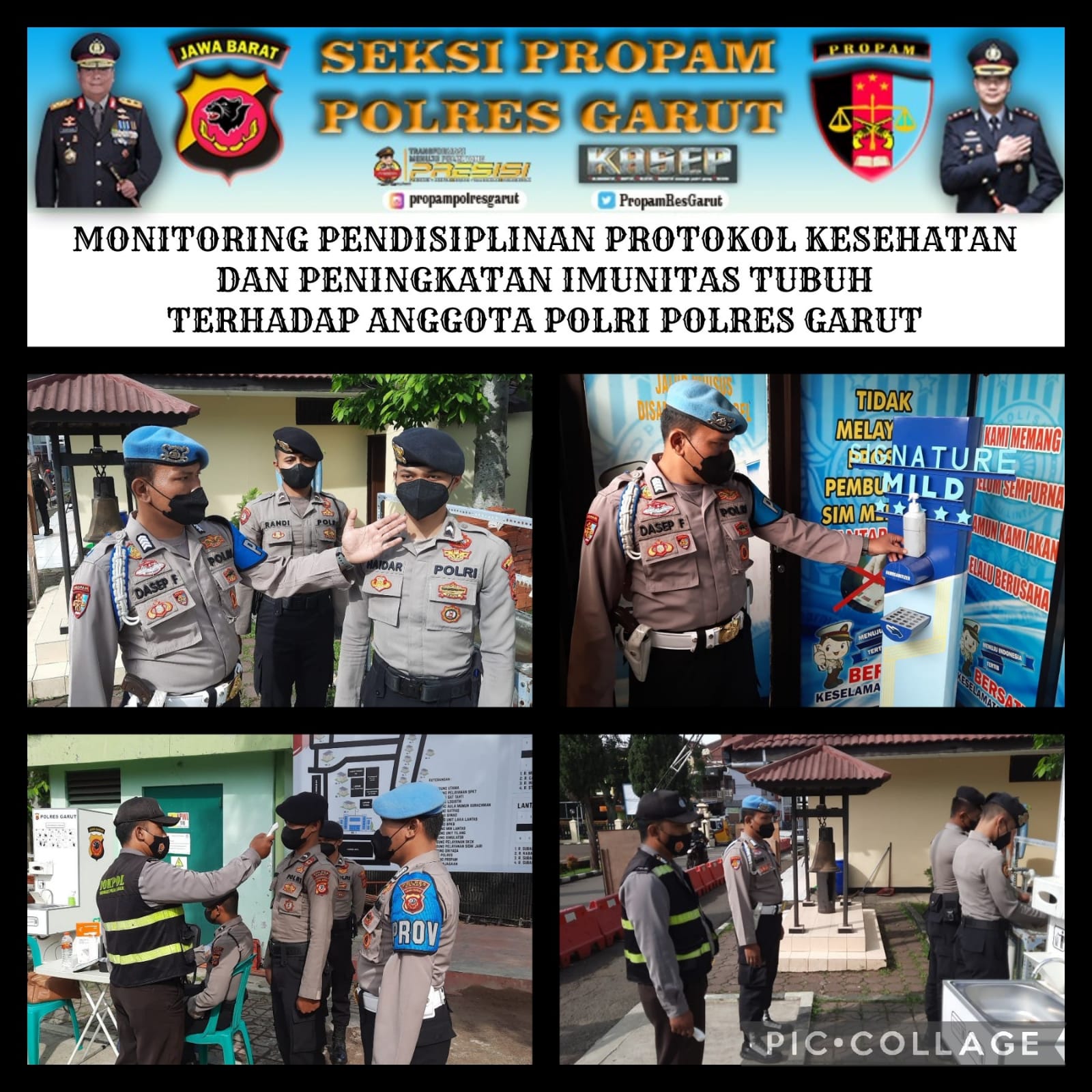 POLRES GARUT  LAKUKAN PENDISIPLINAN PROTOKOL KESEHATAN ANGGOTA POLRI DAN ASN POLRES GARUT CEGAH COVID 19